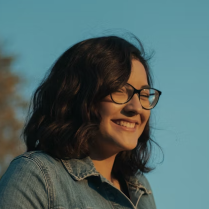 Smiling woman wearing glasses